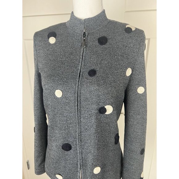 J.S.S. Gray Santana Knit Sweater With Crocheted Appliqué Women's Size S Classic - Picture 1 of 7